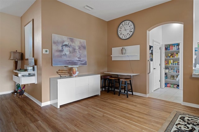 interior space with light hardwood / wood-style flooring