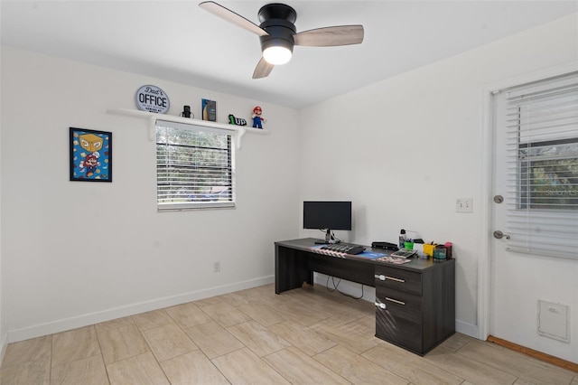 office featuring ceiling fan