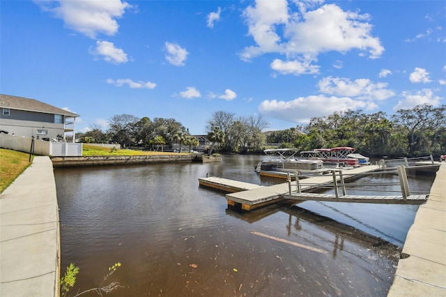 dock area featuring a water view