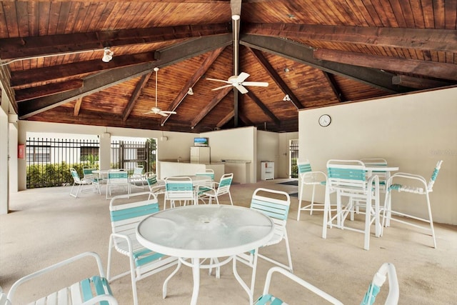 view of patio / terrace featuring a gazebo and ceiling fan