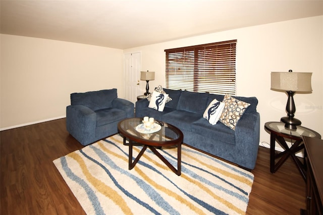 living room featuring dark hardwood / wood-style flooring