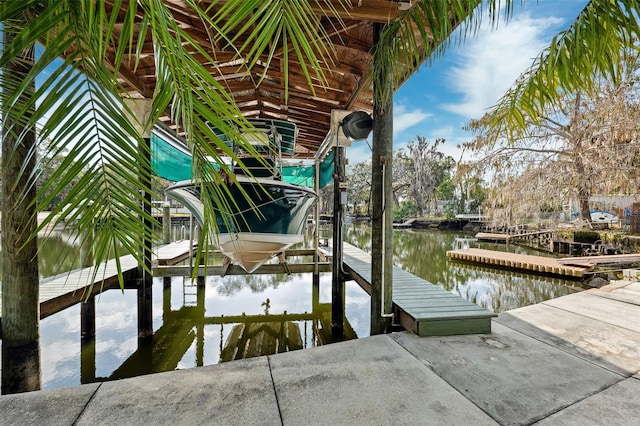 dock area featuring a water view