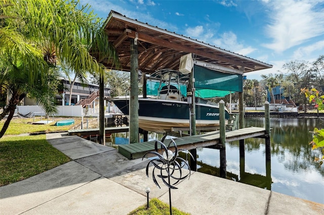 dock area featuring a water view