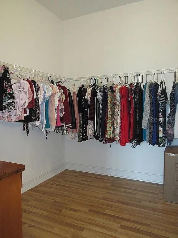 walk in closet featuring hardwood / wood-style floors