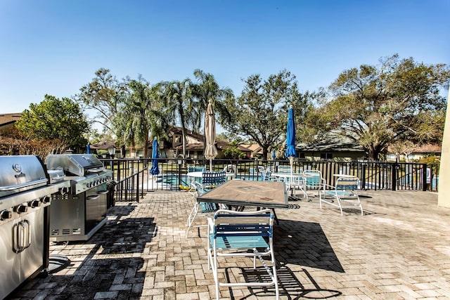 view of patio / terrace featuring a grill