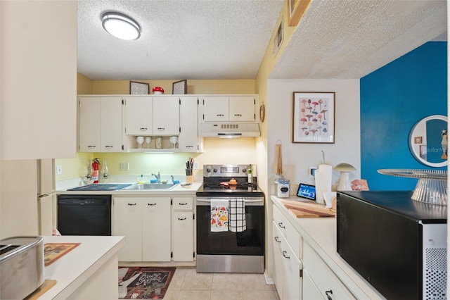 kitchen featuring white cabinetry, stainless steel electric stove, dishwasher, and sink