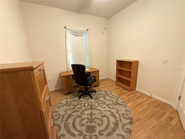 home office featuring light hardwood / wood-style flooring