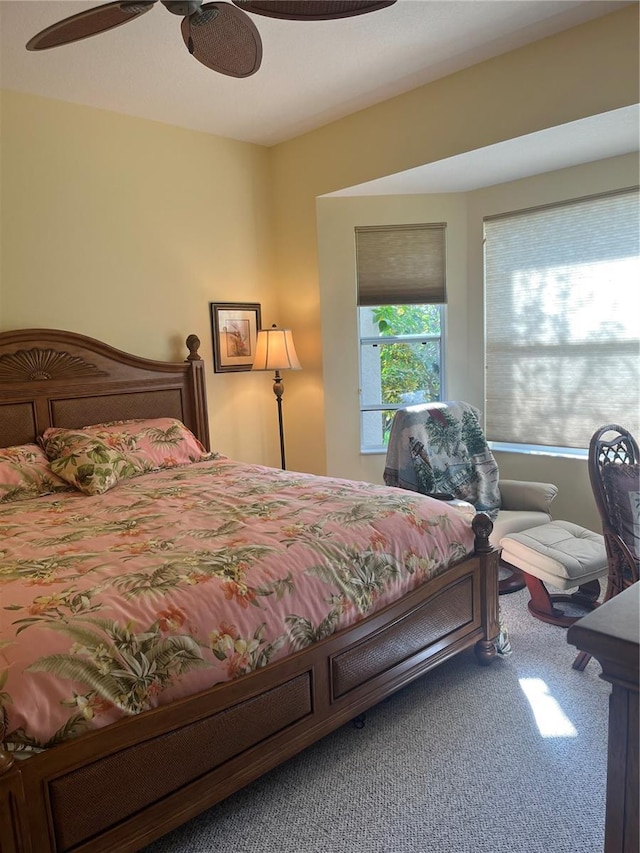 bedroom featuring carpet and ceiling fan