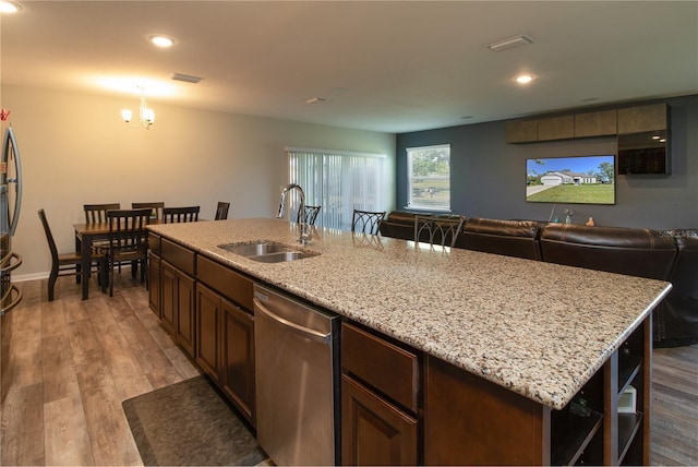 11134 Horned Owl Rd, Weeki Wachee, FL 34614 - kitchen featuring recessed lighting, visible vents, stainless steel dishwasher, and a sink