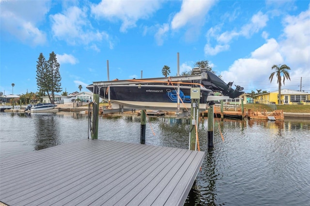 view of dock featuring a water view