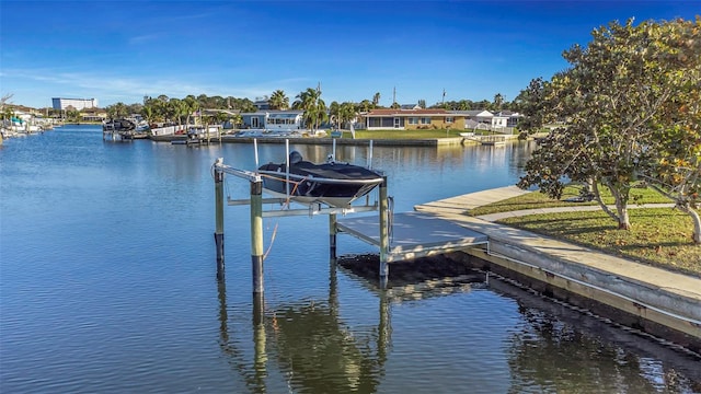 dock area with a water view