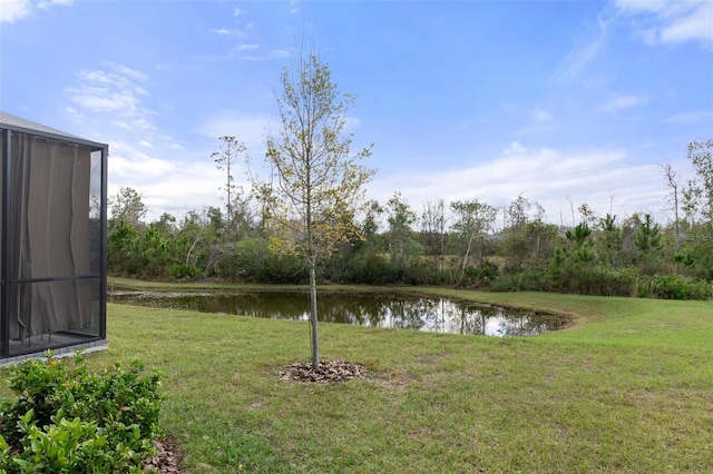 view of yard featuring a water view