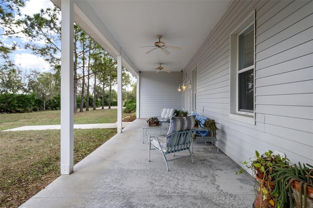 view of patio / terrace with ceiling fan