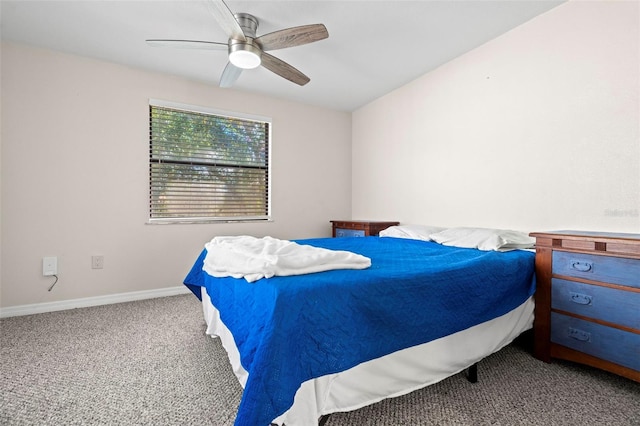 bedroom featuring carpet flooring and ceiling fan