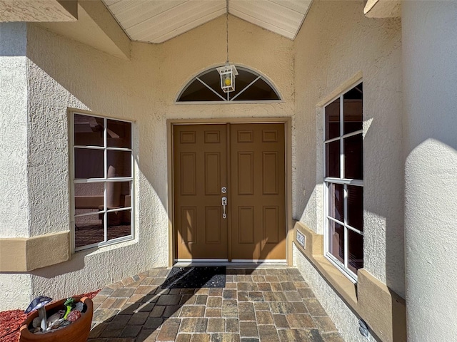 8447 Pavilion Dr, Hudson, FL 34667 - property entrance featuring stucco siding