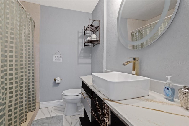 1101 N Betty Ln, Clearwater, FL 33755 - full bathroom with vanity, marble finish flooring, and a shower with curtain