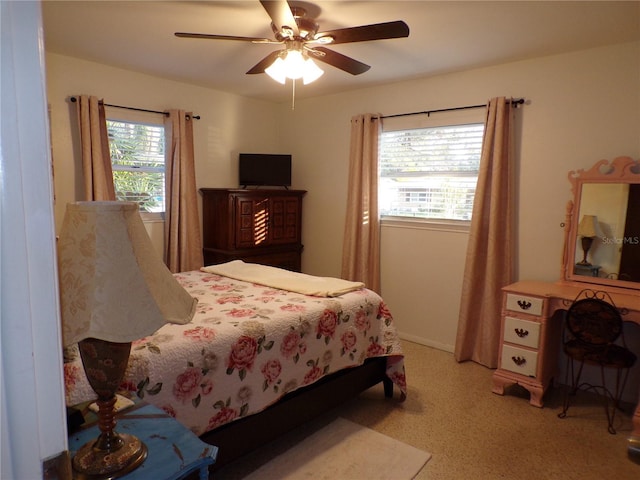 bedroom featuring ceiling fan