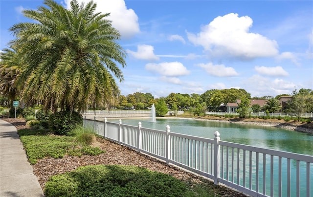 view of community featuring a water view