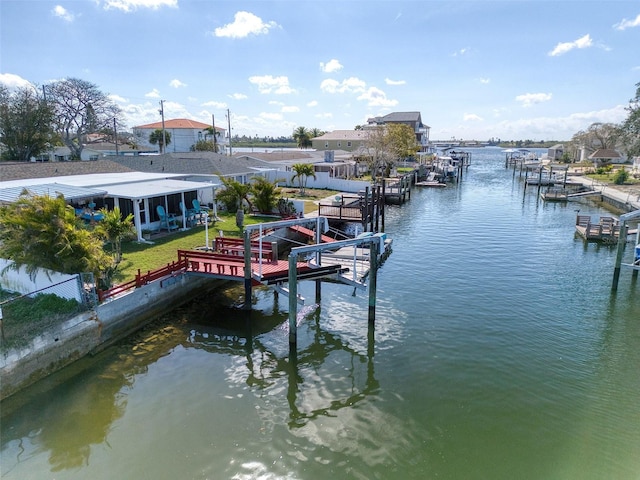 view of dock featuring a water view