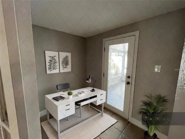 office with tile patterned floors