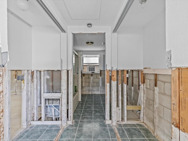 bathroom featuring cooling unit and tile patterned floors