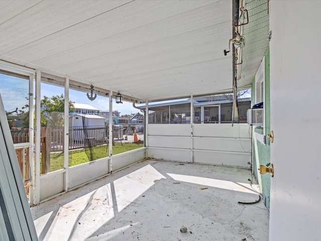 view of unfurnished sunroom