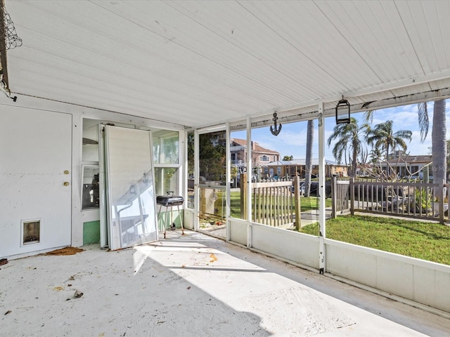 view of unfurnished sunroom