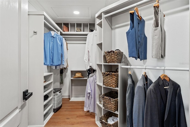 walk in closet featuring light wood-type flooring