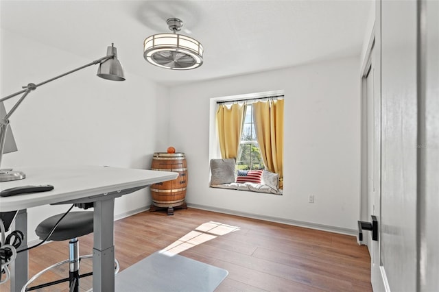 office area featuring light hardwood / wood-style flooring