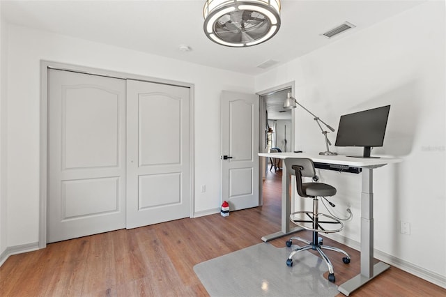 office featuring light wood-type flooring