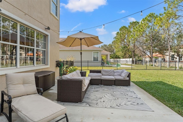 view of patio with an outdoor living space