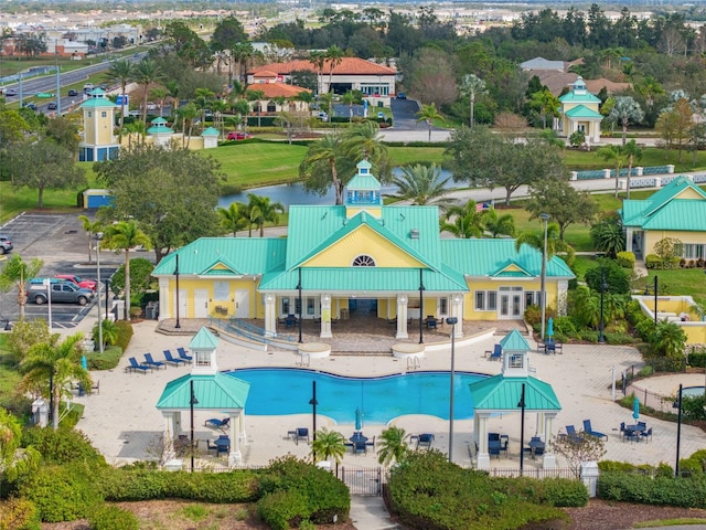 view of pool featuring a gazebo and a patio area