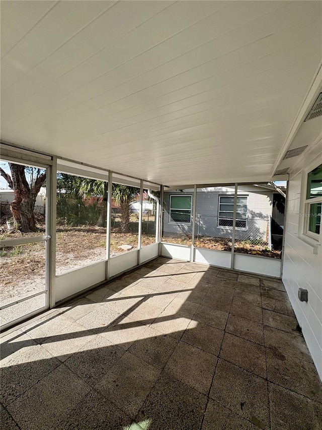 view of unfurnished sunroom