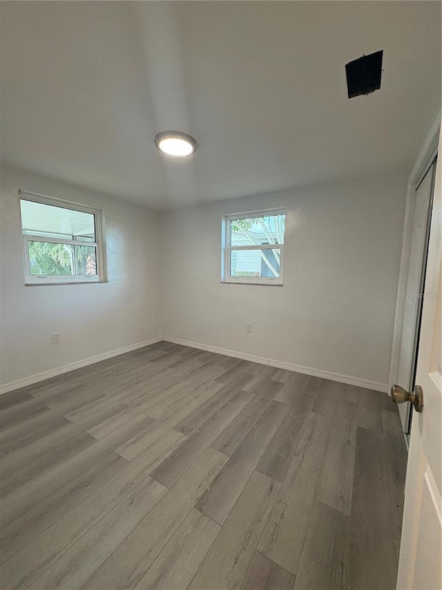 unfurnished room featuring a healthy amount of sunlight and wood-type flooring