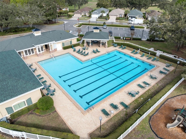 view of pool with a gazebo and a patio area