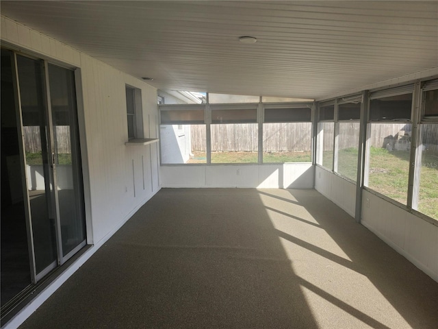 view of unfurnished sunroom