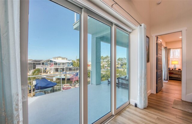 doorway featuring light hardwood / wood-style flooring