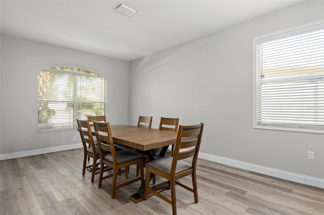 dining space featuring light hardwood / wood-style flooring