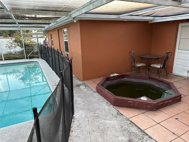 view of pool featuring a patio and a lanai