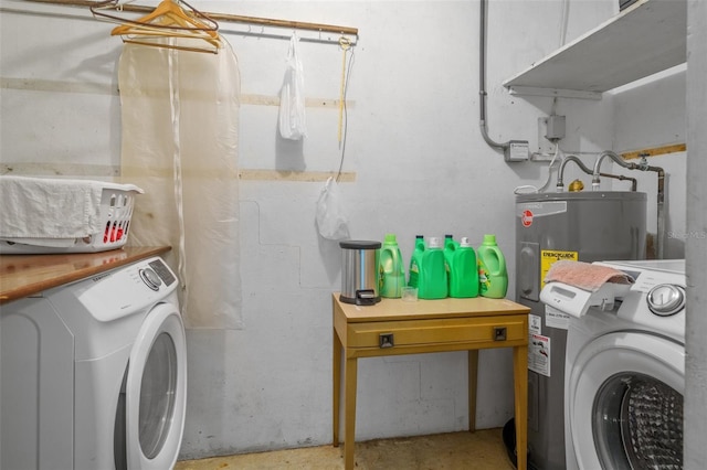 laundry room featuring washer / clothes dryer and water heater