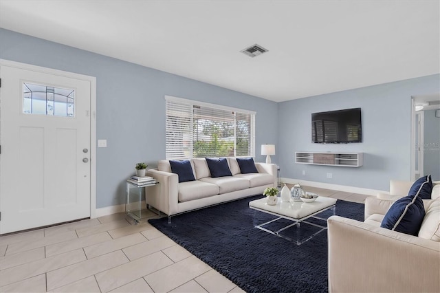 view of tiled living room