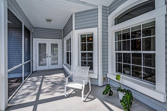 view of patio featuring french doors