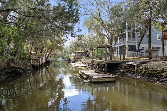 dock area with a water view