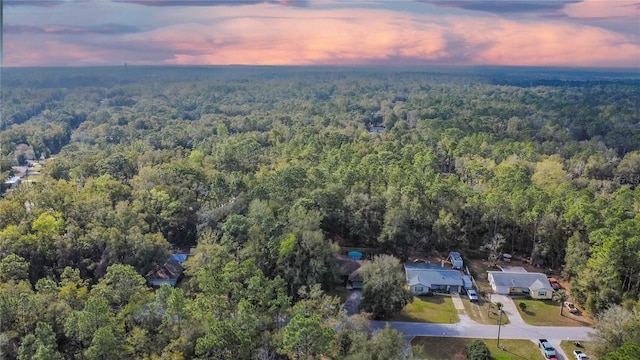 view of aerial view at dusk