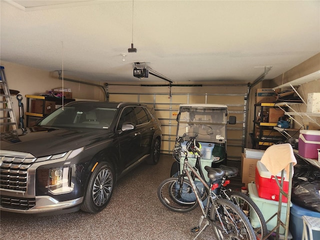 garage with a garage door opener