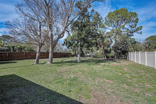 view of yard featuring a fenced backyard