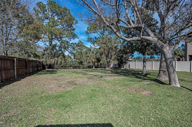 view of yard featuring a fenced backyard