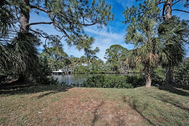 view of yard with a water view