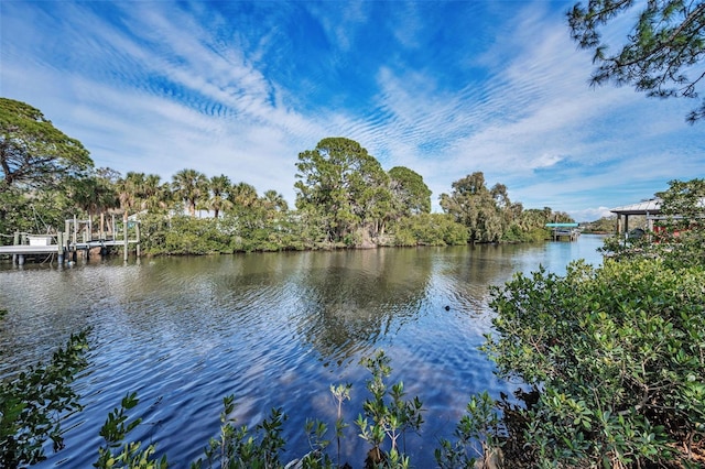 view of water feature featuring a dock