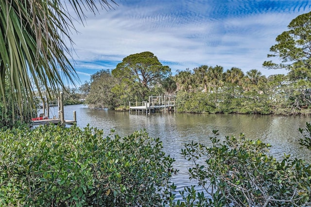 property view of water featuring a dock